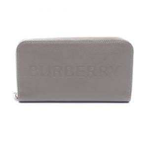 Burberry Embossed Logo Round Long Wallet, Leather, Men's, Gray, 8052886